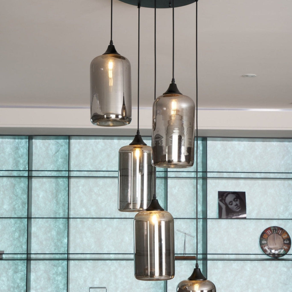 June Minimalist Bottle Glass Pendant Light Smoke Gray
