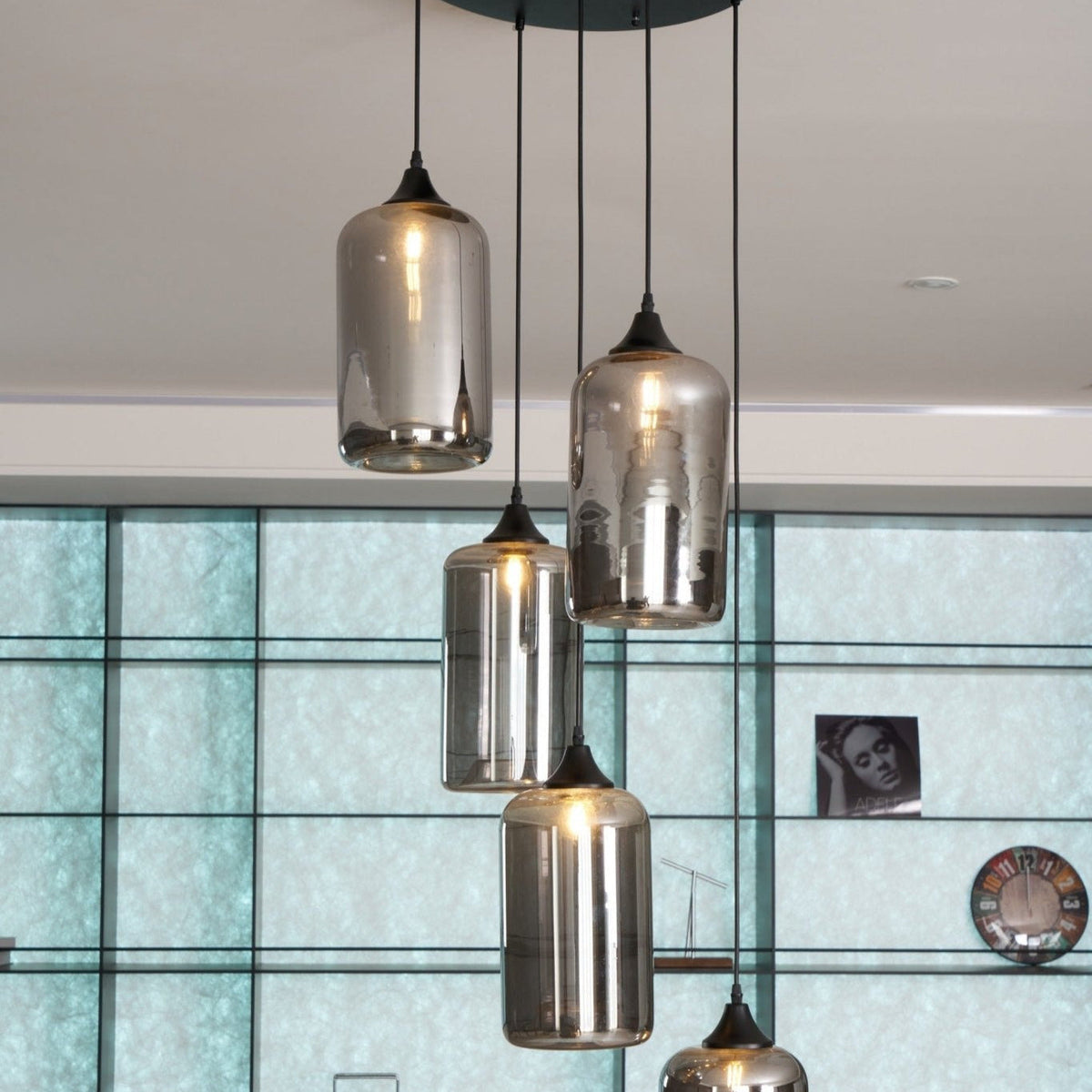 June Minimalist Bottle Glass Pendant Light Smoke Gray