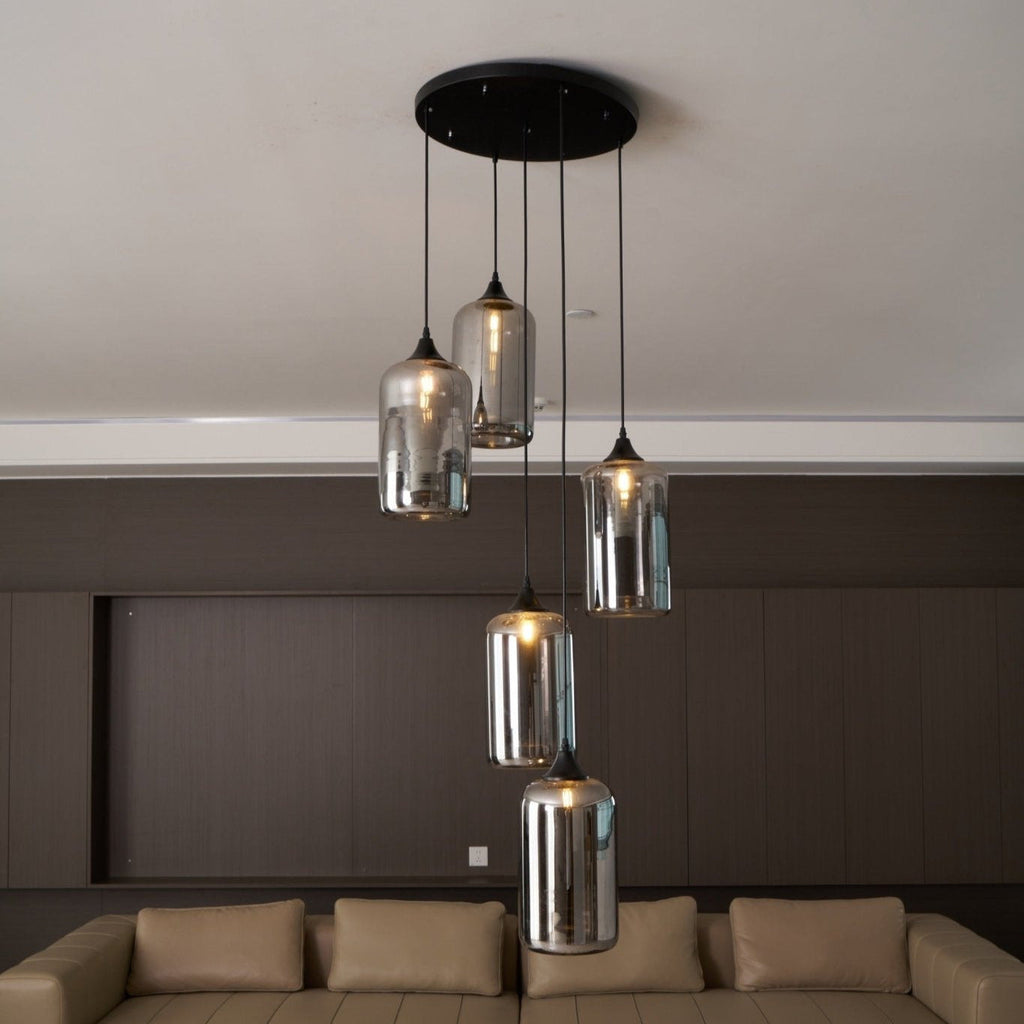 June Minimalist Bottle Glass Pendant Light Smoke Gray