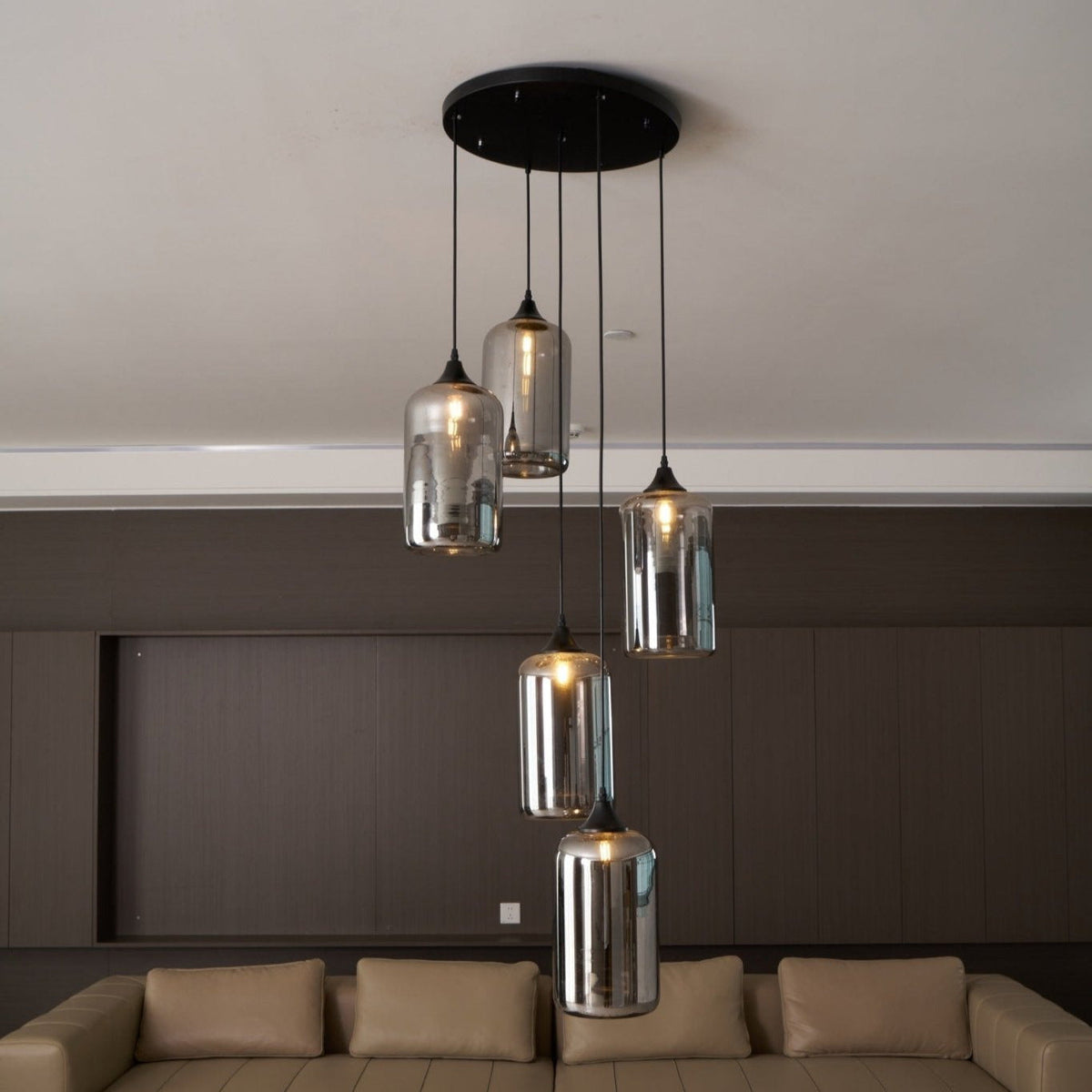 June Minimalist Bottle Glass Pendant Light Smoke Gray