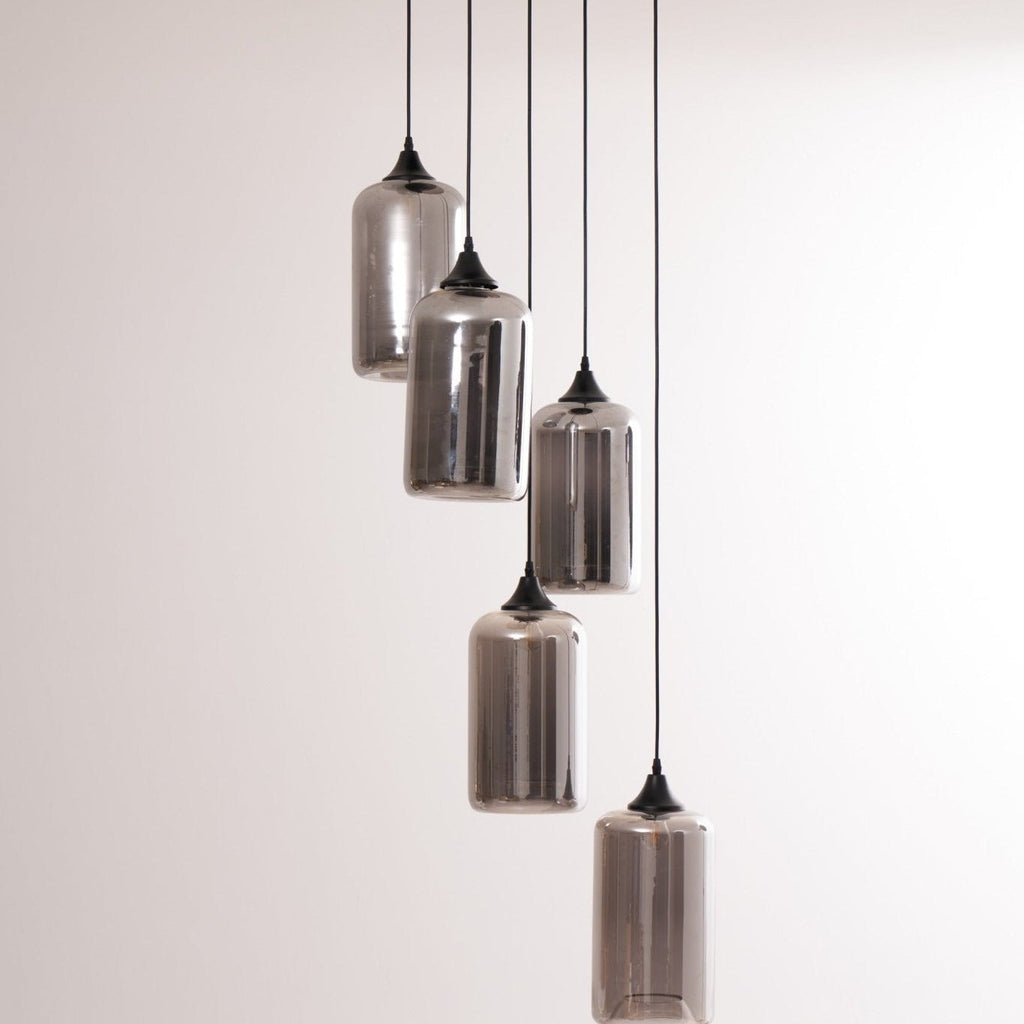 June Minimalist Bottle Glass Pendant Light Smoke Gray