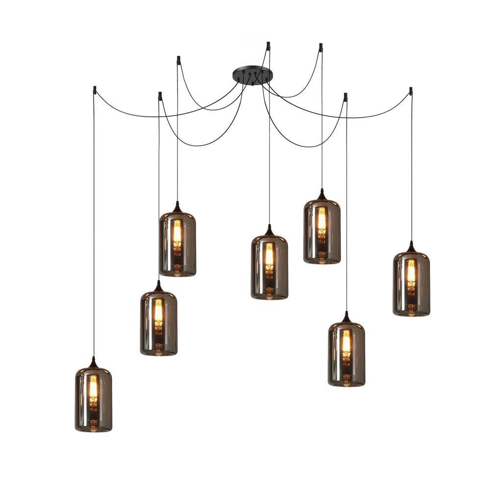 June Minimalist Bottle Glass Pendant Light Smoke Gray