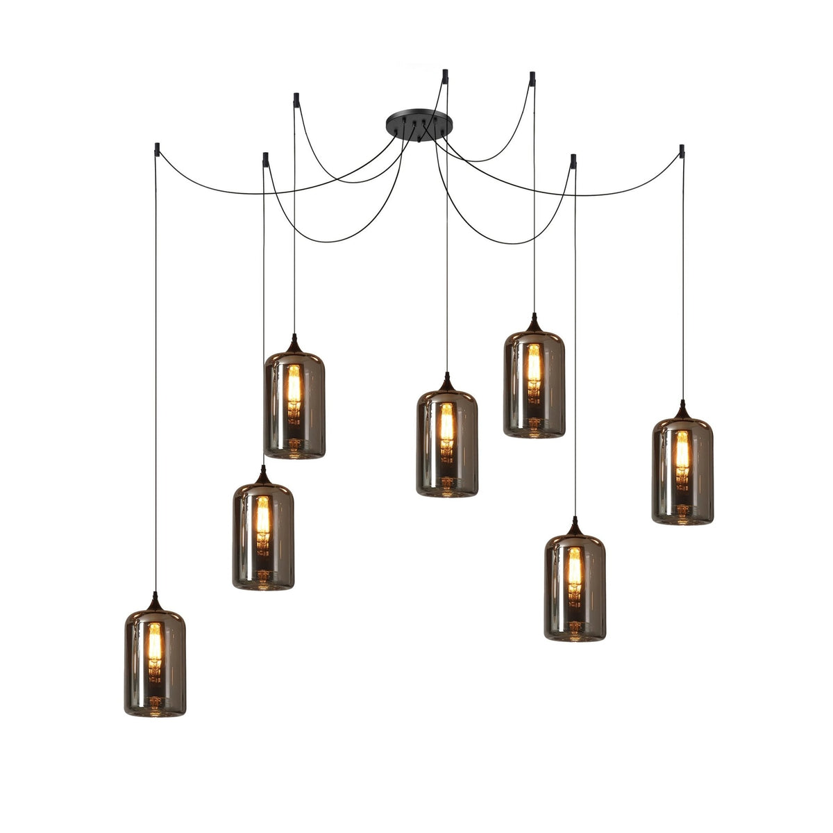 June Minimalist Bottle Glass Pendant Light Smoke Gray