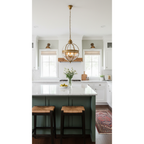 Braeden Sculptural Pendant Light Natural Stone LED Warm White Dining Room Bedroom — Brass Hardware
