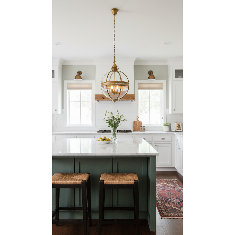 Braeden Sculptural Pendant Light Natural Stone LED Warm White Dining Room Bedroom — Brass Hardware