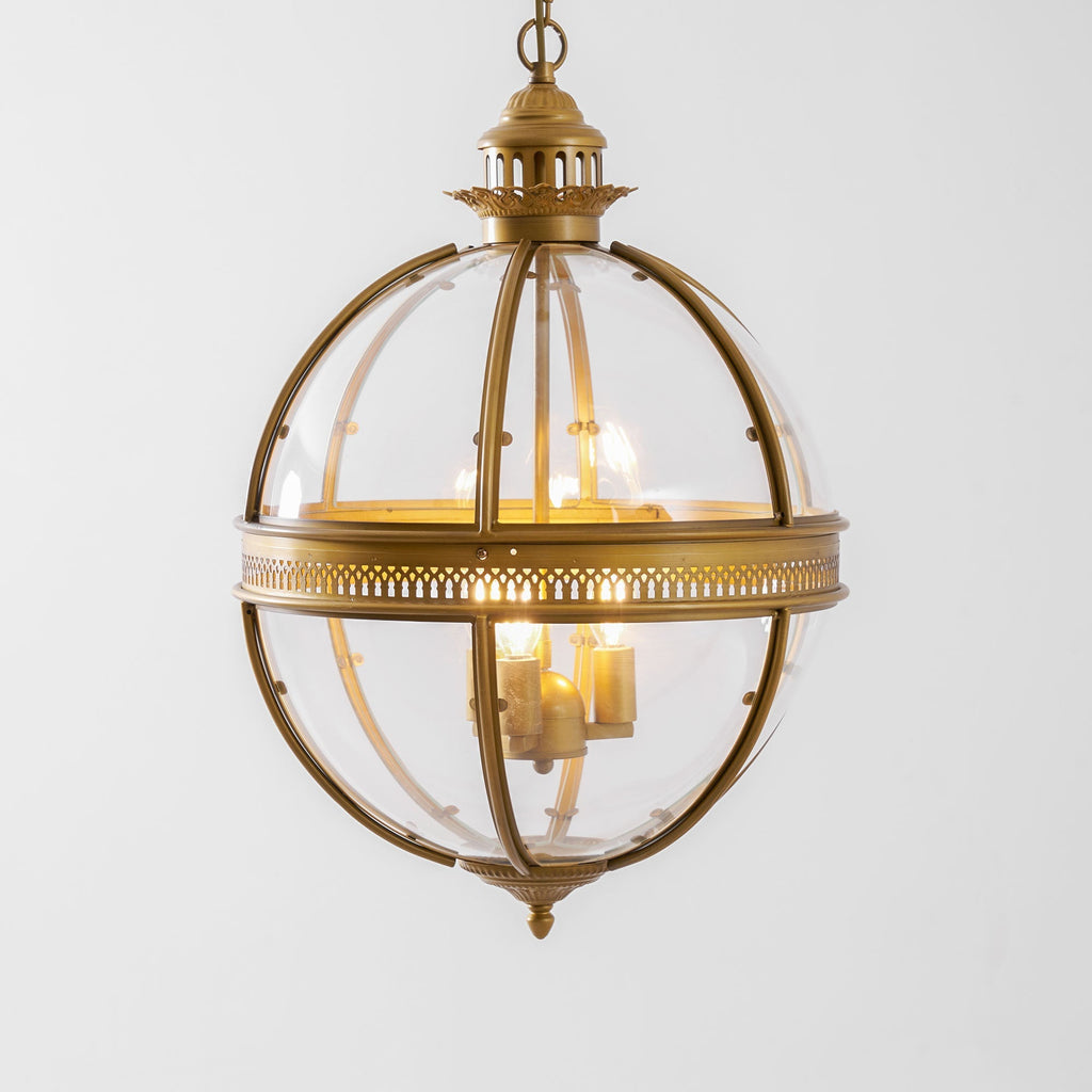 Braeden Sculptural Pendant Light Natural Stone LED Warm White Dining Room Bedroom — Brass Hardware