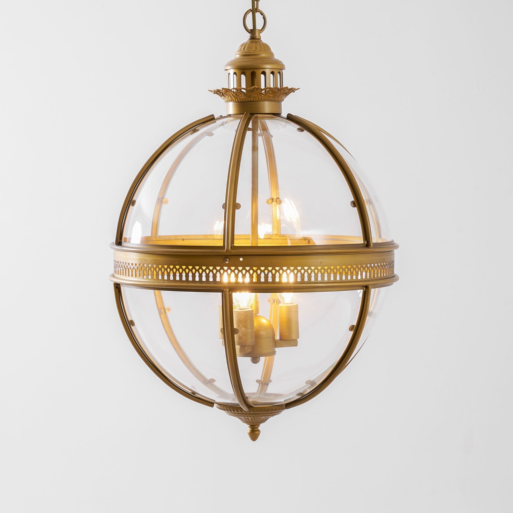 Braeden Sculptural Pendant Light Natural Stone LED Warm White Dining Room Bedroom — Brass Hardware