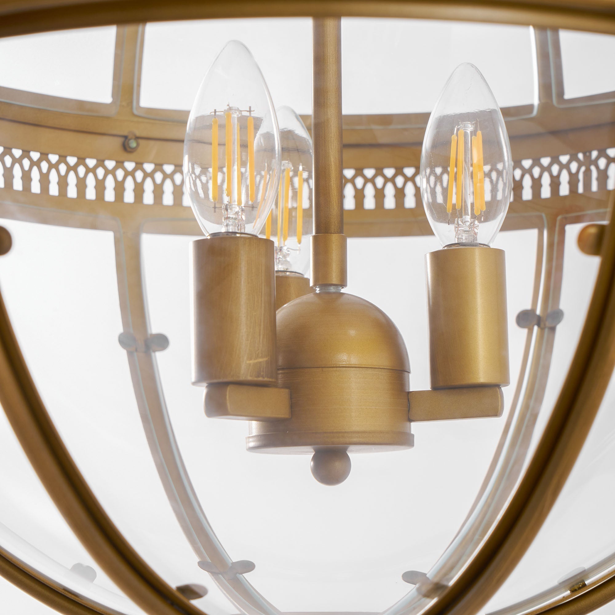 Braeden Sculptural Pendant Light Natural Stone LED Warm White Dining Room Bedroom — Brass Hardware