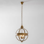Braeden Sculptural Pendant Light Natural Stone LED Warm White Dining Room Bedroom — Brass Hardware