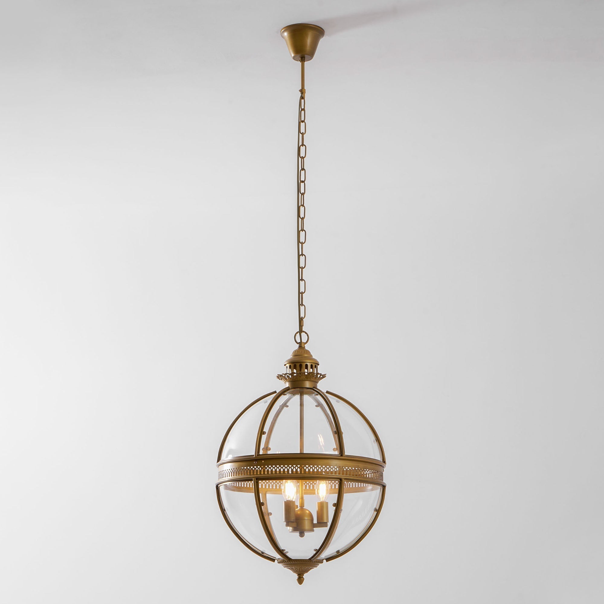 Braeden Sculptural Pendant Light Natural Stone LED Warm White Dining Room Bedroom — Brass Hardware