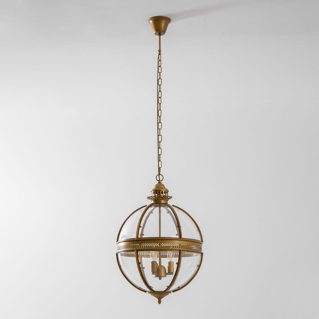 Braeden Sculptural Pendant Light Natural Stone LED Warm White Dining Room Bedroom — Brass Hardware