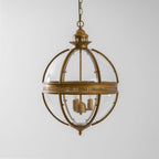 Braeden Sculptural Pendant Light Natural Stone LED Warm White Dining Room Bedroom — Brass Hardware