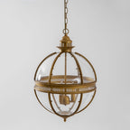 Braeden Sculptural Pendant Light Natural Stone LED Warm White Dining Room Bedroom — Brass Hardware