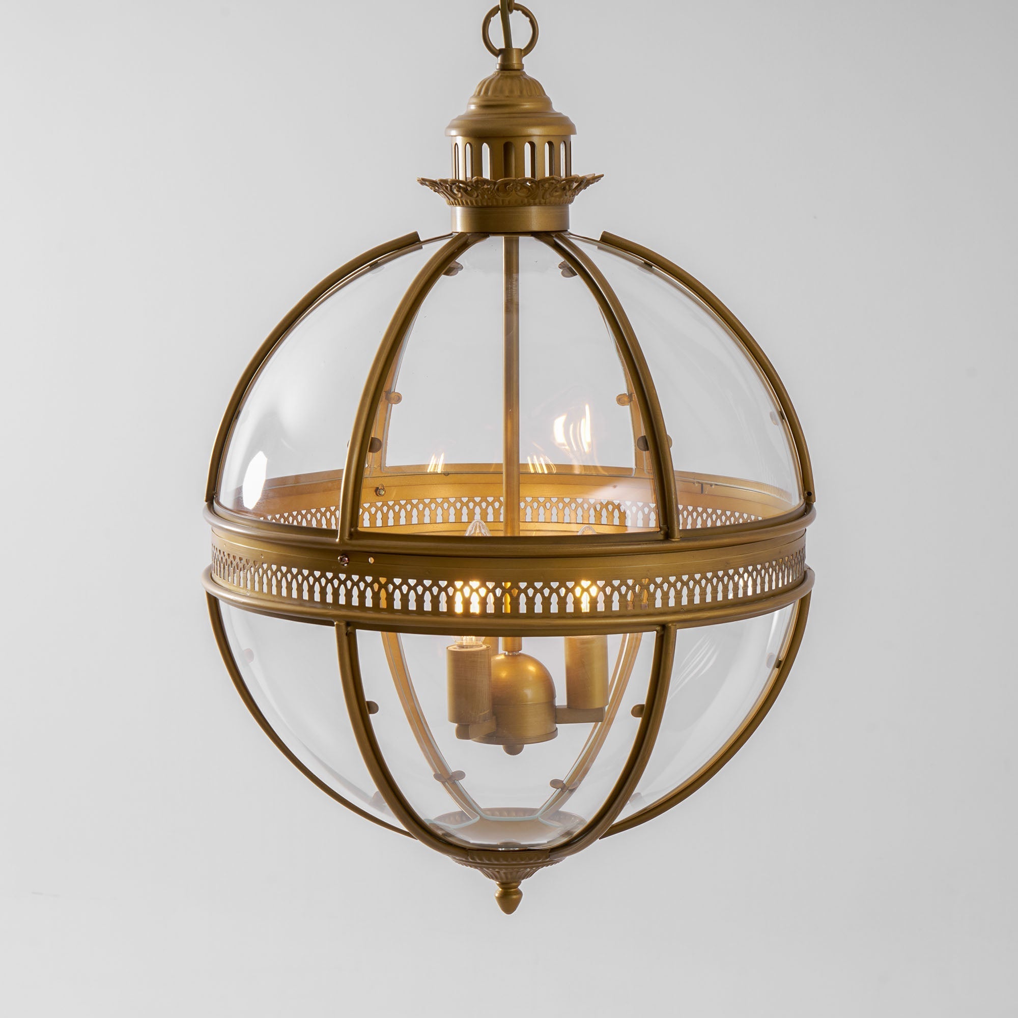Braeden Sculptural Pendant Light Natural Stone LED Warm White Dining Room Bedroom — Brass Hardware