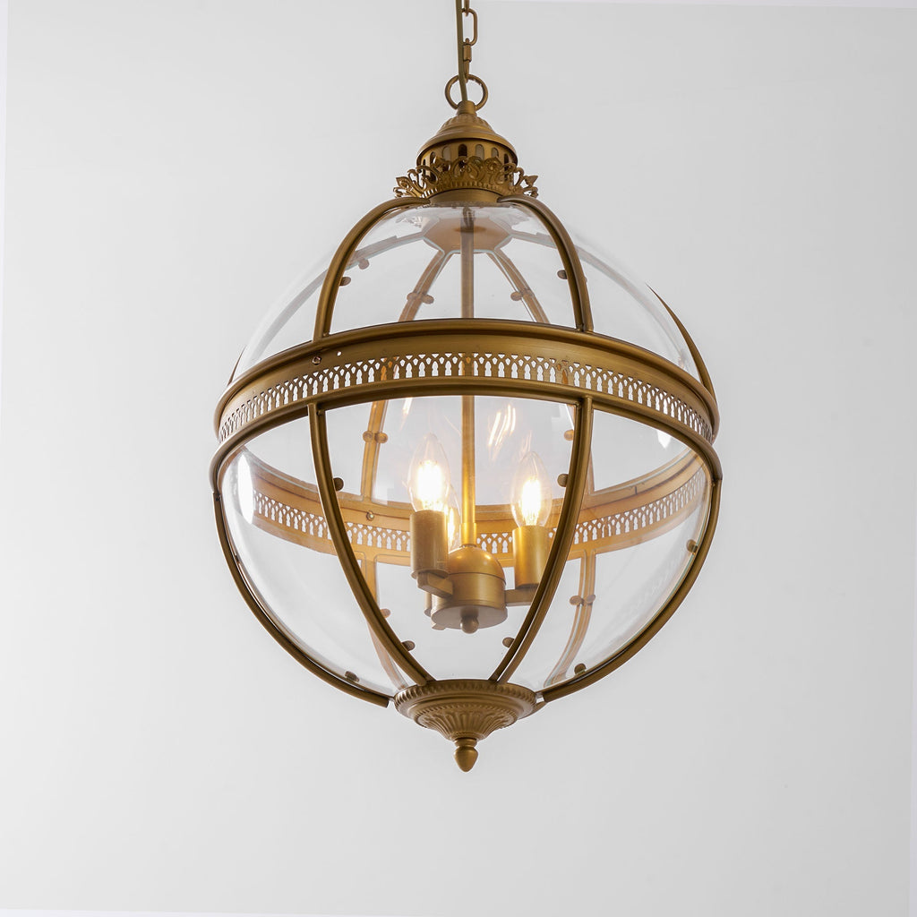 Braeden Sculptural Pendant Light Natural Stone LED Warm White Dining Room Bedroom — Brass Hardware