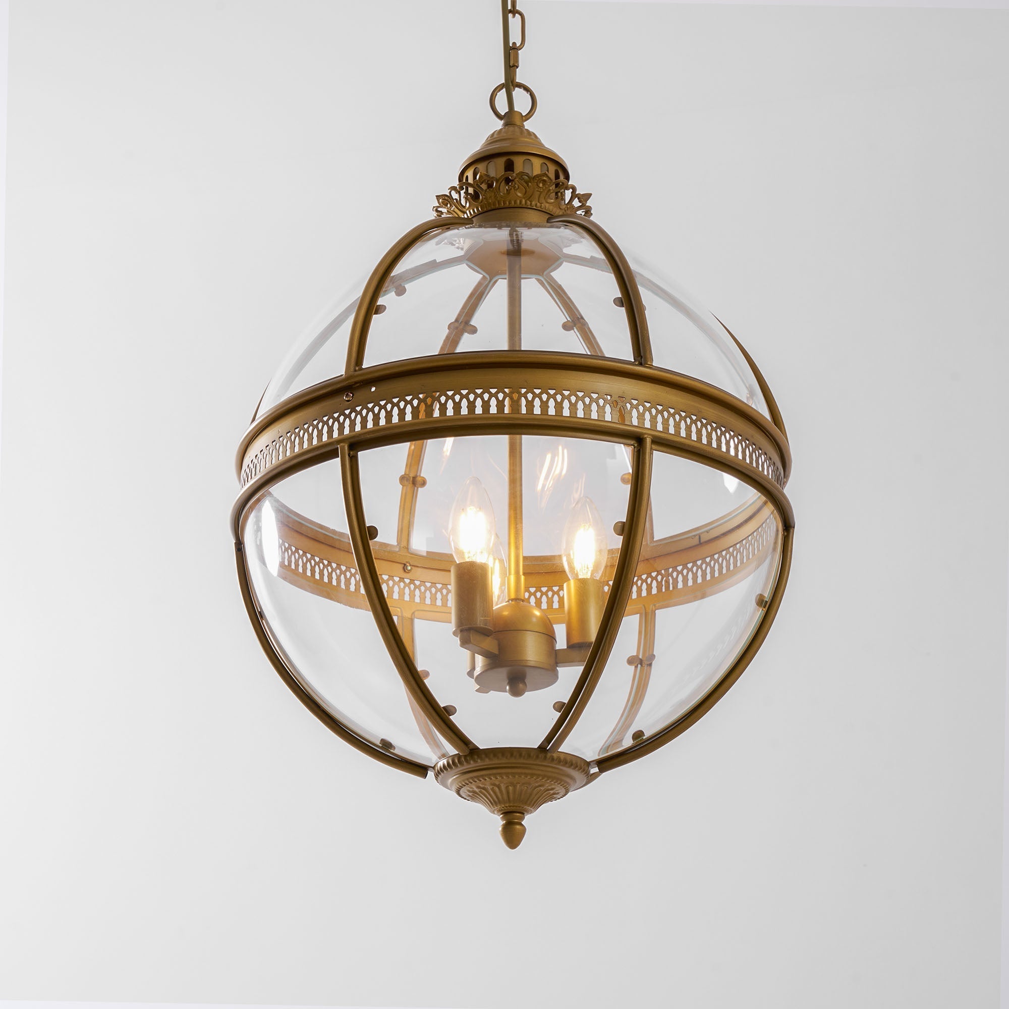 Braeden Sculptural Pendant Light Natural Stone LED Warm White Dining Room Bedroom — Brass Hardware