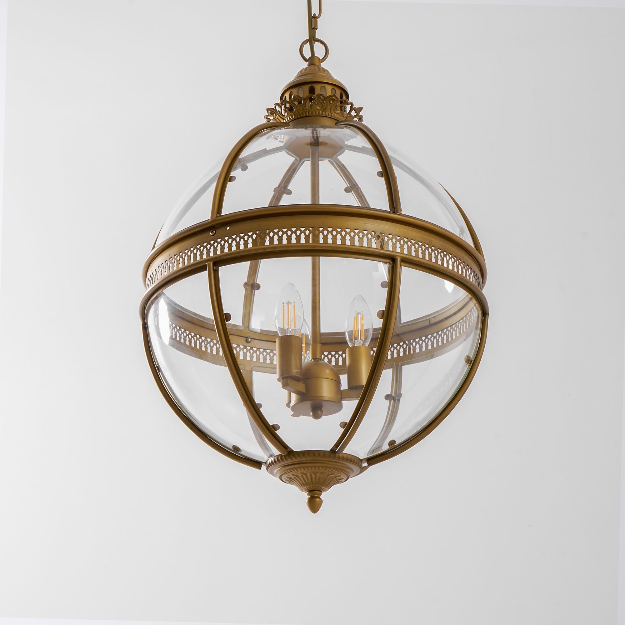 Braeden Sculptural Pendant Light Natural Stone LED Warm White Dining Room Bedroom — Brass Hardware