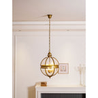 Braeden Sculptural Pendant Light Natural Stone LED Warm White Dining Room Bedroom — Brass Hardware