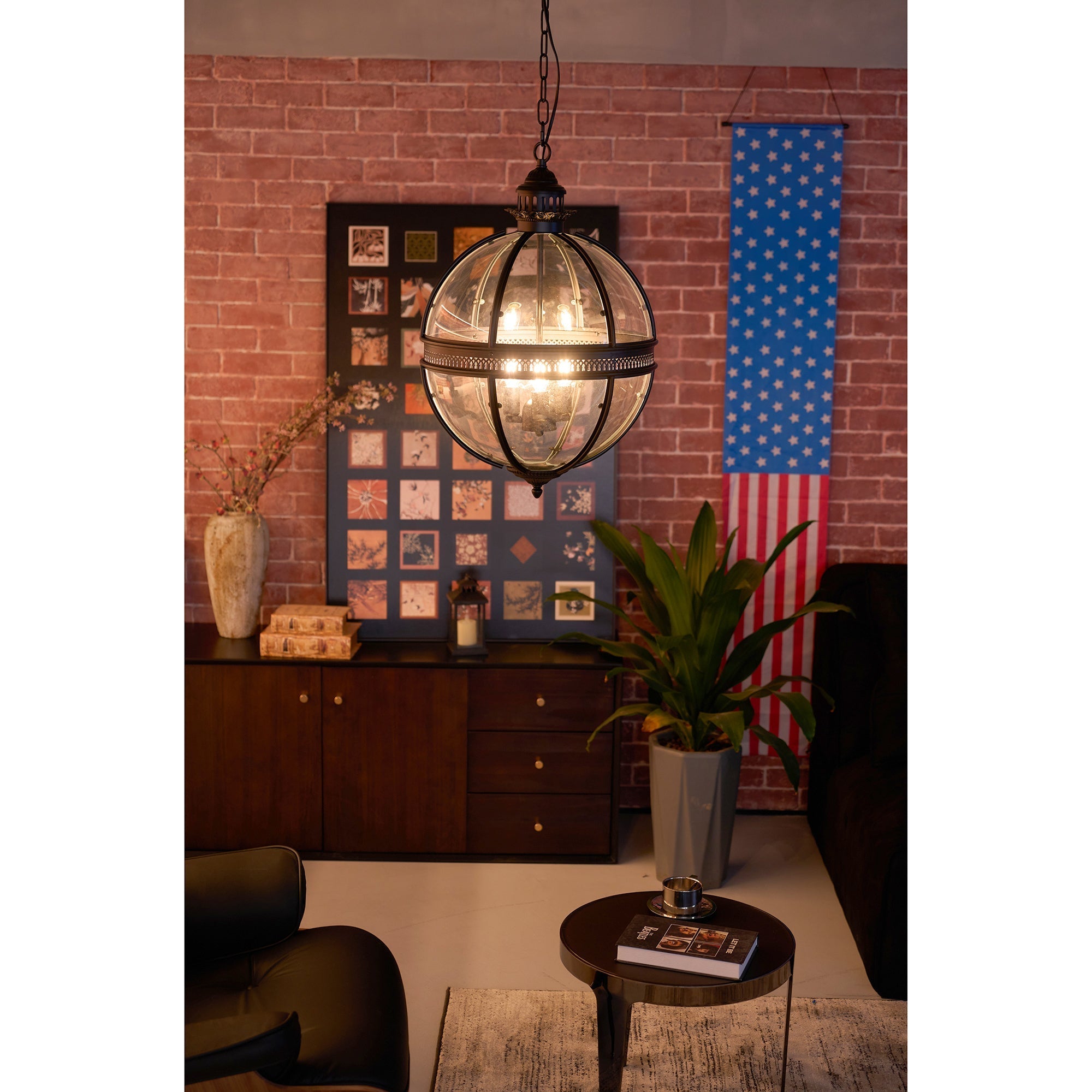 Braeden Sculptural Pendant Light Natural Stone LED Warm White Dining Room Bedroom — Brass Hardware