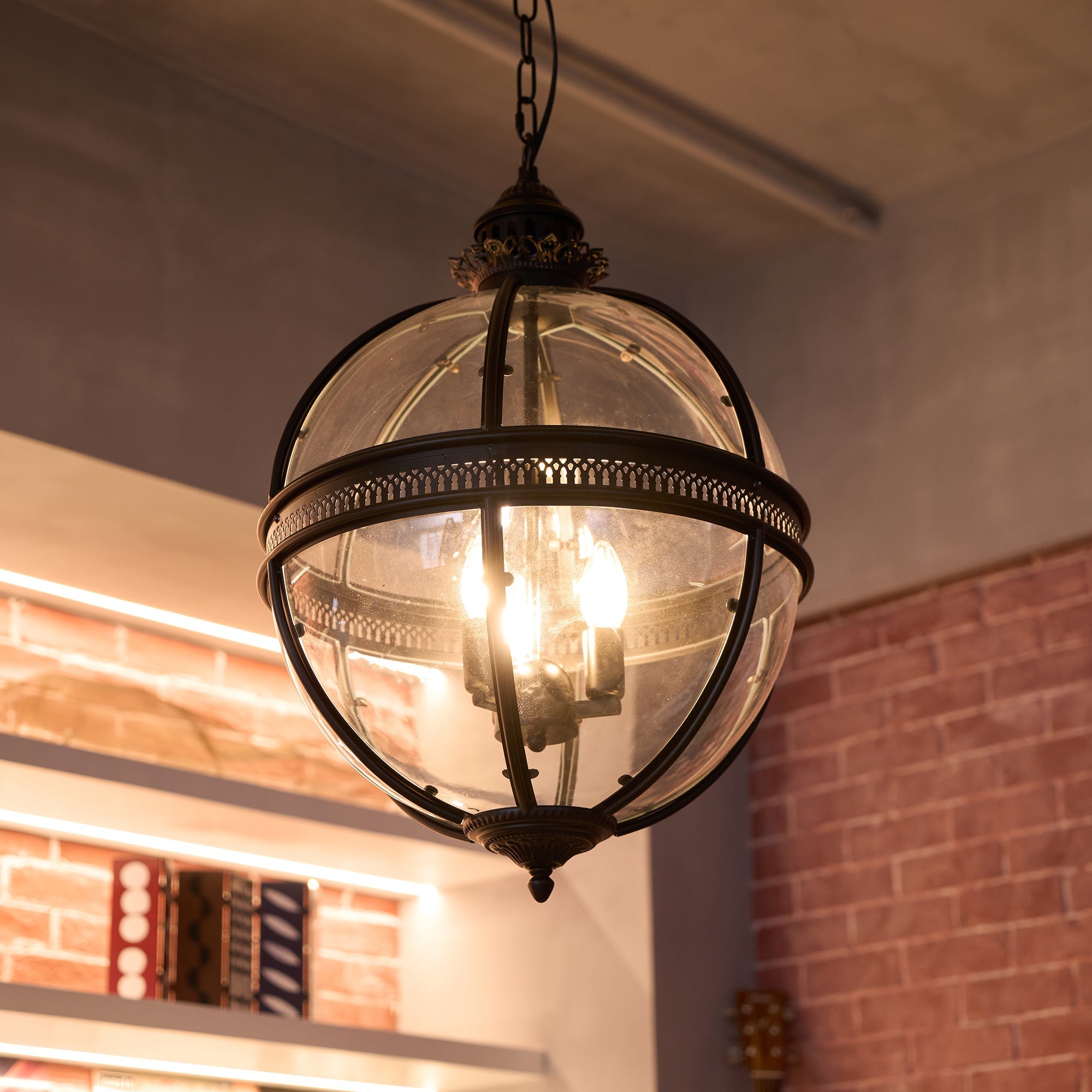 Braeden Sculptural Pendant Light Natural Stone LED Warm White Dining Room Bedroom — Brass Hardware