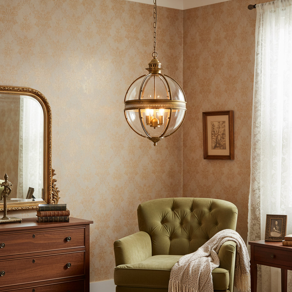 Braeden Sculptural Pendant Light Natural Stone LED Warm White Dining Room Bedroom — Brass Hardware