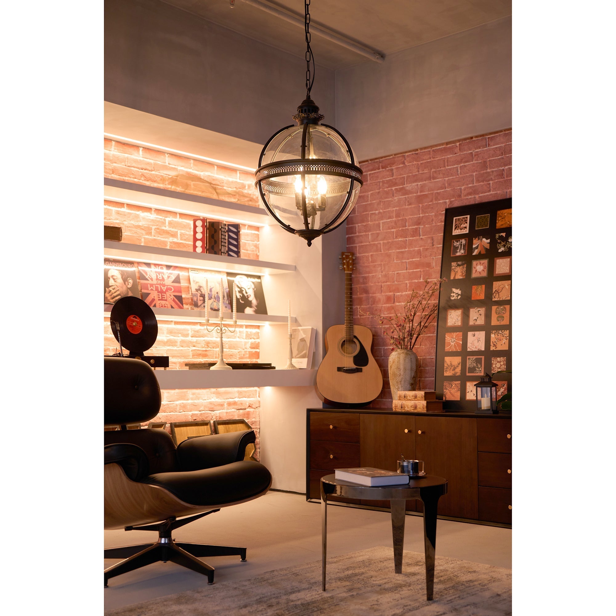 Braeden Sculptural Pendant Light Natural Stone LED Warm White Dining Room Bedroom — Brass Hardware