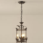 Brighton Lantern Pendant Lamp Geometric Metal Frame Glass LED Warm White Kitchen Dining — Brass Black