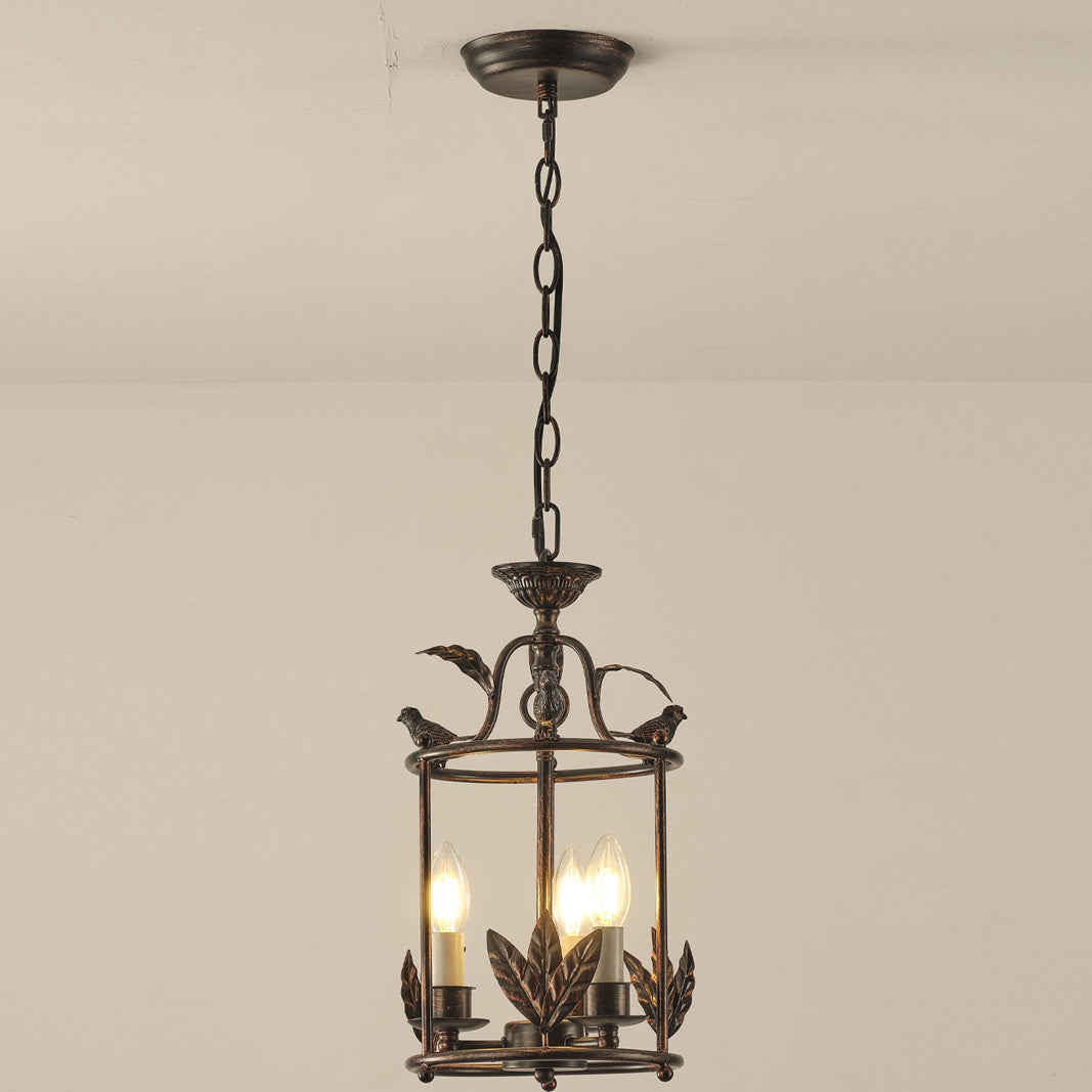 Brighton Lantern Pendant Lamp Geometric Metal Frame Glass LED Warm White Kitchen Dining — Brass Black
