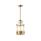 Brighton Lantern Pendant Lamp Geometric Metal Frame Glass LED Warm White Kitchen Dining — Brass Black