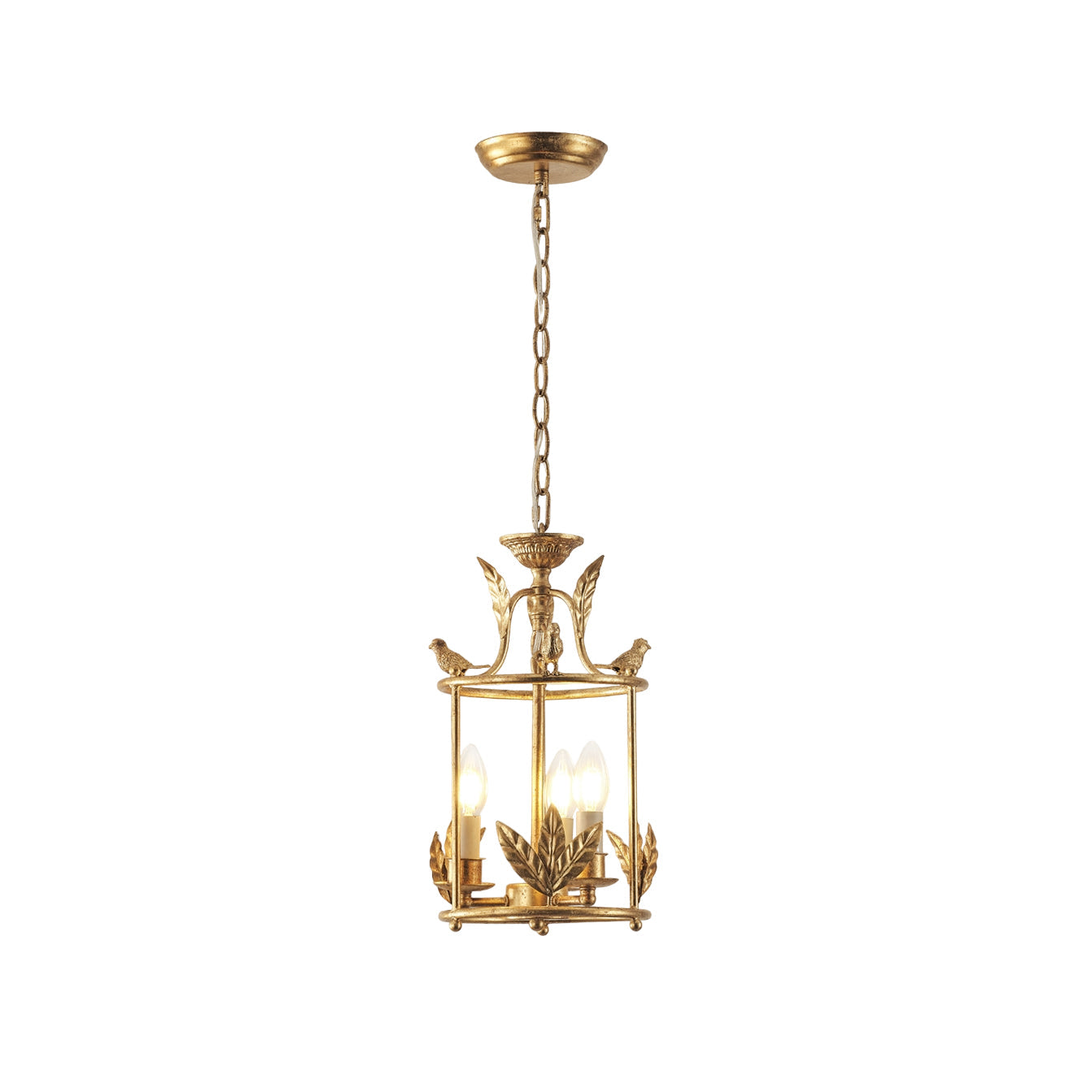 Brighton Lantern Pendant Lamp Geometric Metal Frame Glass LED Warm White Kitchen Dining — Brass Black