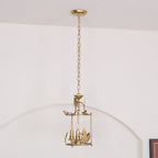 Brighton Lantern Pendant Lamp Geometric Metal Frame Glass LED Warm White Kitchen Dining — Brass Black