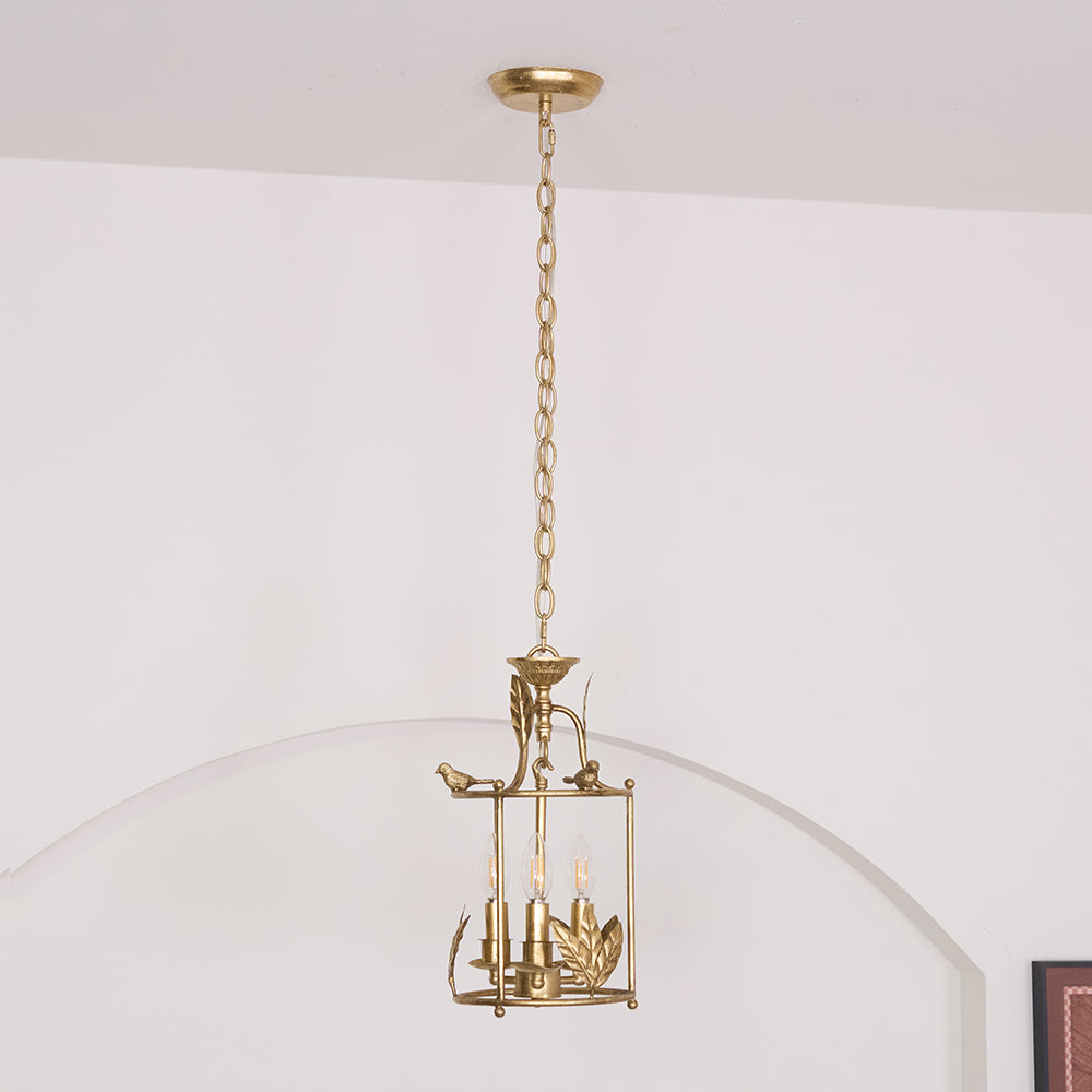 Brighton Lantern Pendant Lamp Geometric Metal Frame Glass LED Warm White Kitchen Dining — Brass Black