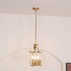 Brighton Lantern Pendant Lamp Geometric Metal Frame Glass LED Warm White Kitchen Dining — Brass Black