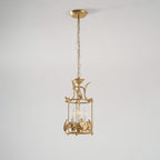 Brighton Lantern Pendant Lamp Geometric Metal Frame Glass LED Warm White Kitchen Dining — Brass Black