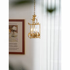 Brighton Lantern Pendant Lamp Geometric Metal Frame Glass LED Warm White Kitchen Dining — Brass Black
