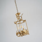 Brighton Lantern Pendant Lamp Geometric Metal Frame Glass LED Warm White Kitchen Dining — Brass Black