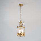 Brighton Lantern Pendant Lamp Geometric Metal Frame Glass LED Warm White Kitchen Dining — Brass Black