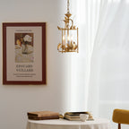 Brighton Lantern Pendant Lamp Geometric Metal Frame Glass LED Warm White Kitchen Dining — Brass Black
