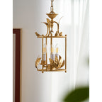 Brighton Lantern Pendant Lamp Geometric Metal Frame Glass LED Warm White Kitchen Dining — Brass Black