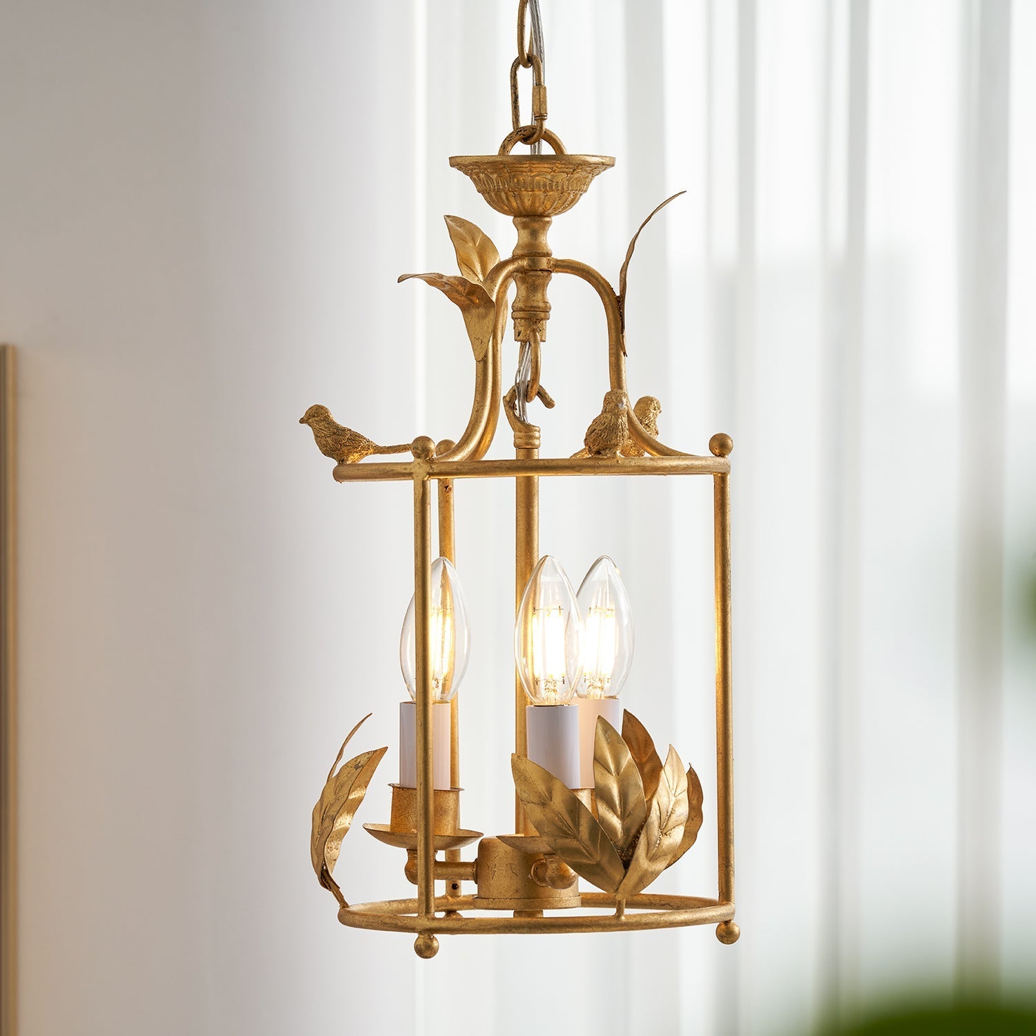Brighton Lantern Pendant Lamp Geometric Metal Frame Glass LED Warm White Kitchen Dining — Brass Black