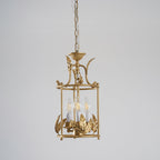 Brighton Lantern Pendant Lamp Geometric Metal Frame Glass LED Warm White Kitchen Dining — Brass Black