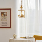 Brighton Lantern Pendant Lamp Geometric Metal Frame Glass LED Warm White Kitchen Dining — Brass Black