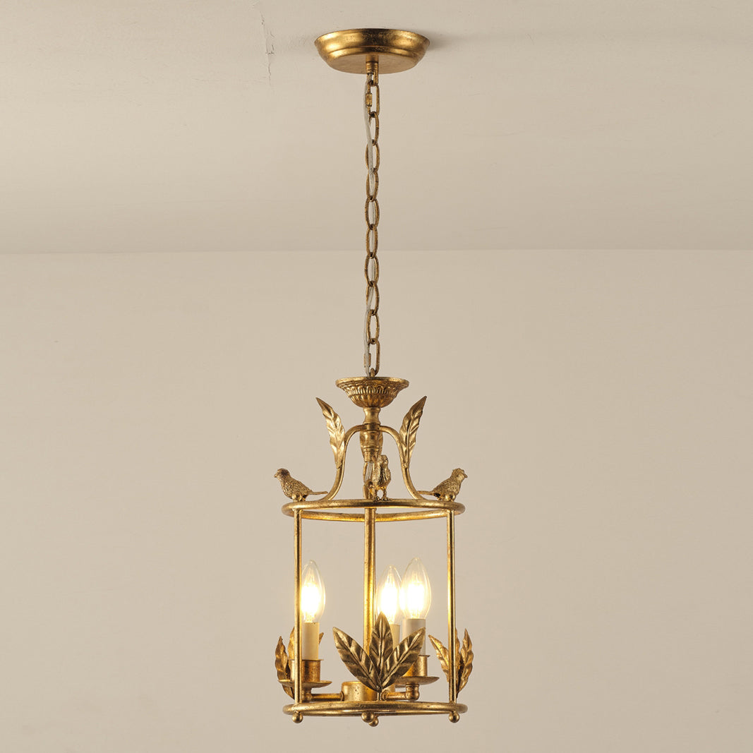 Brighton Lantern Pendant Lamp Geometric Metal Frame Glass LED Warm White Kitchen Dining — Brass Black