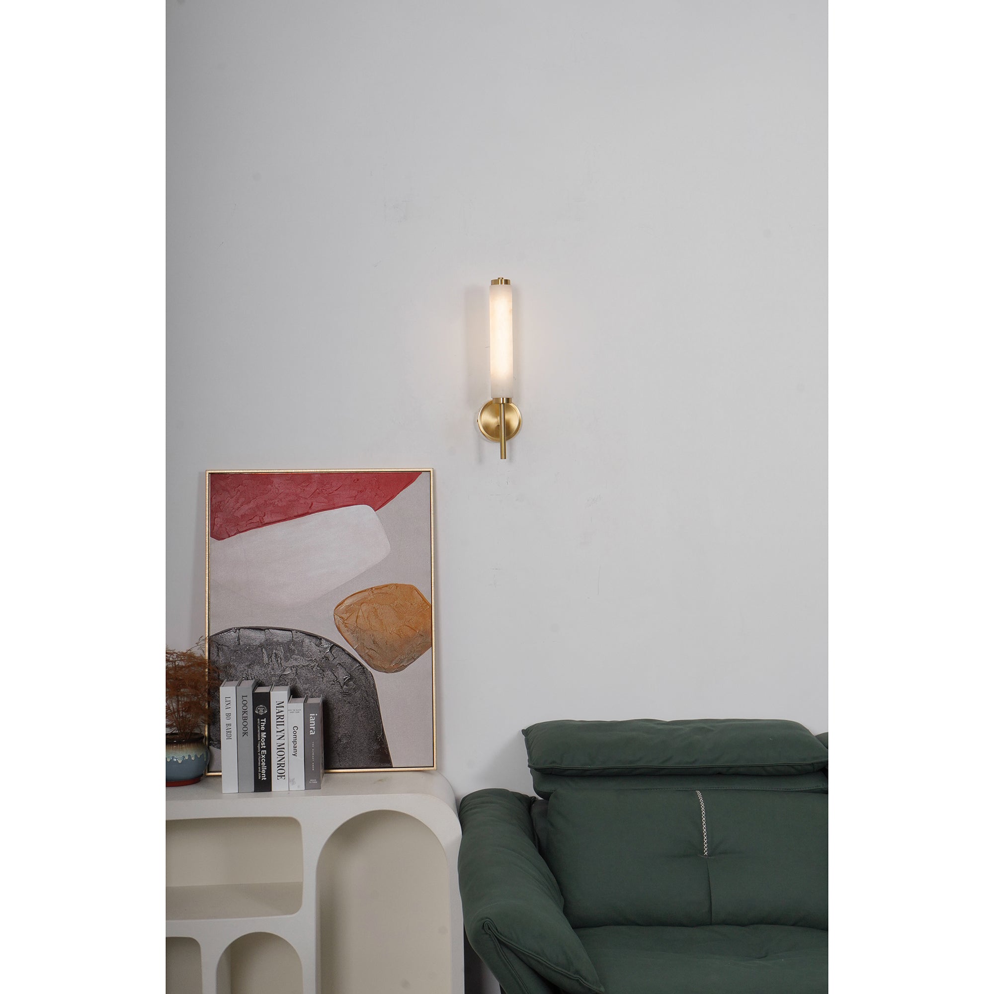 Brindisi Alabaster Wall Lamp Brass Black Dimmable Bedroom Living Room — 1 to 2 Heads