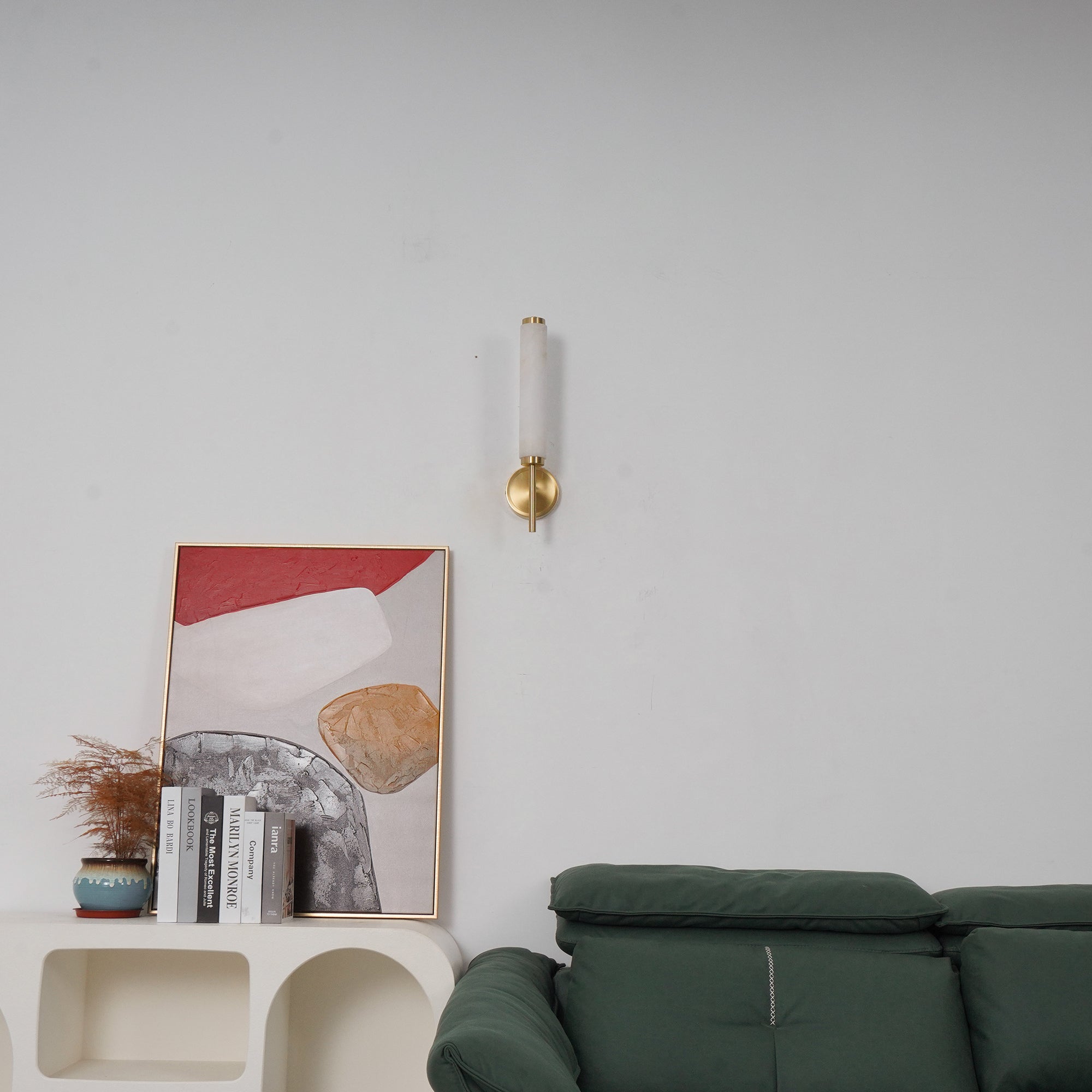 Brindisi Alabaster Wall Lamp Brass Black Dimmable Bedroom Living Room — 1 to 2 Heads