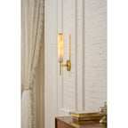 Brindisi Alabaster Wall Lamp Brass Black Dimmable Bedroom Living Room — 1 to 2 Heads