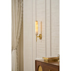 Brindisi Alabaster Wall Lamp Brass Black Dimmable Bedroom Living Room — 1 to 2 Heads