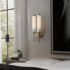 Brindisi Alabaster Wall Lamp Brass Black Dimmable Bedroom Living Room — 1 to 2 Heads