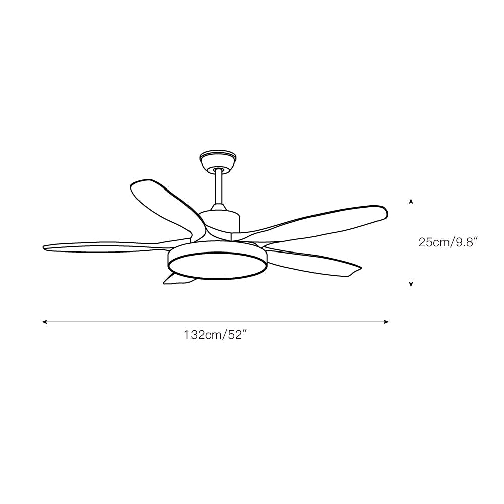 Bronx 52 Inch Ceiling Fan with LED Light Remote Control Modern Bedroom Living Room — Black White
