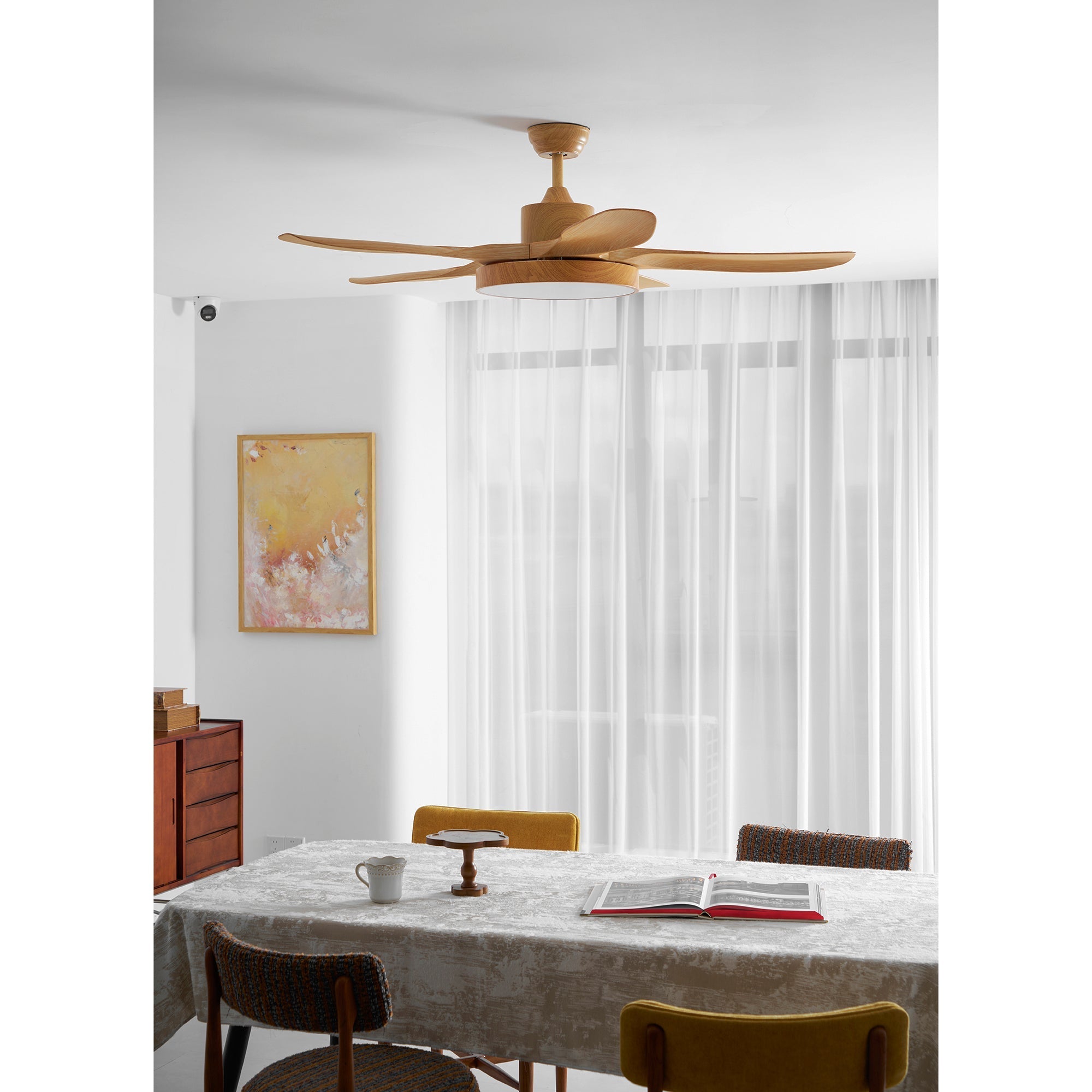 Bronx 52 Inch Ceiling Fan with LED Light Remote Control Modern Bedroom Living Room — Black White